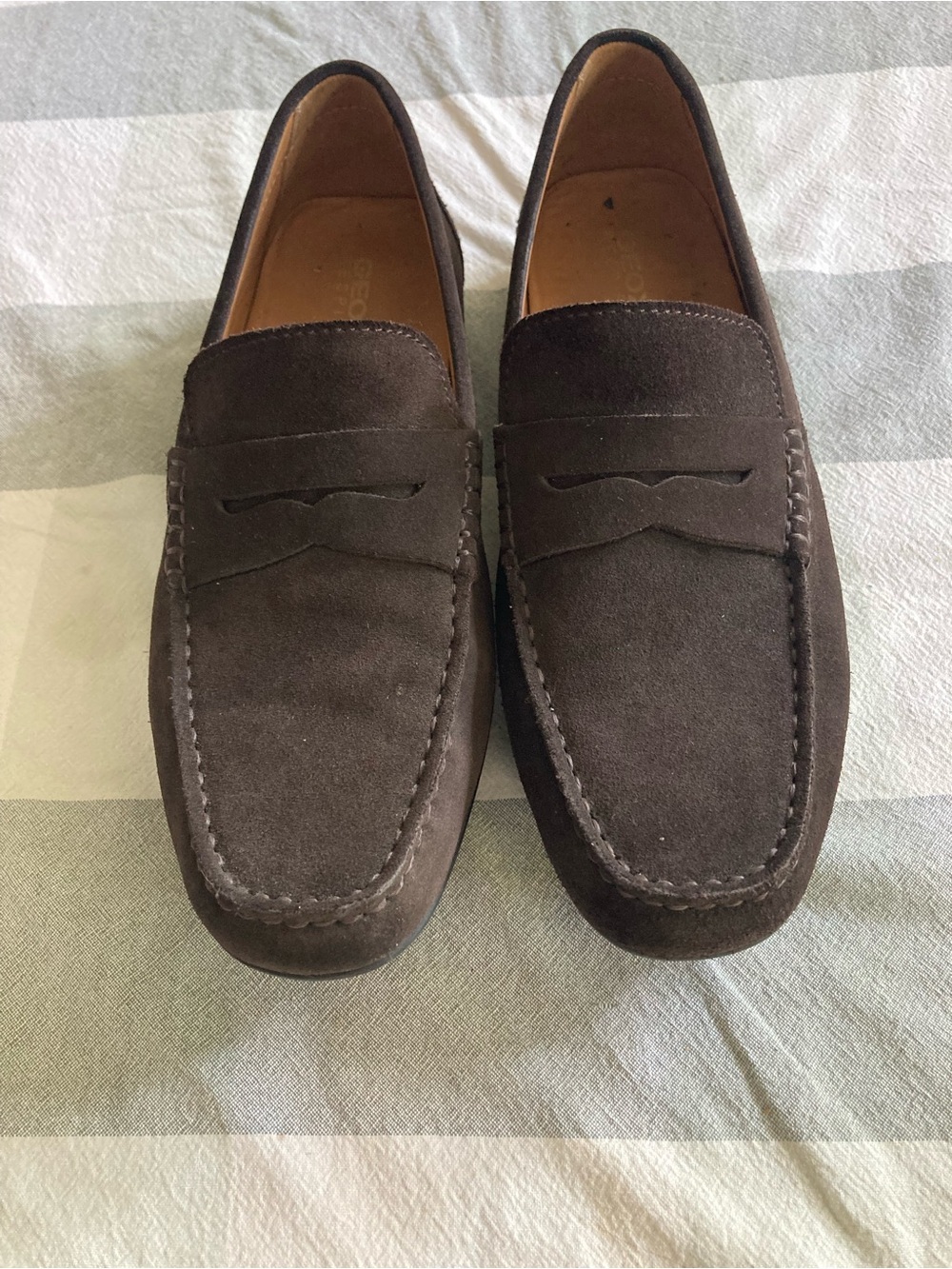 Geox Men's Dark Brown Suede Penny Loafers Like New